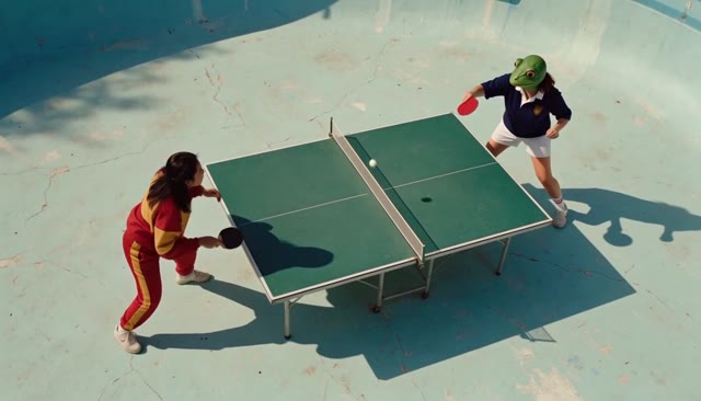 Frog table-tennis rally
