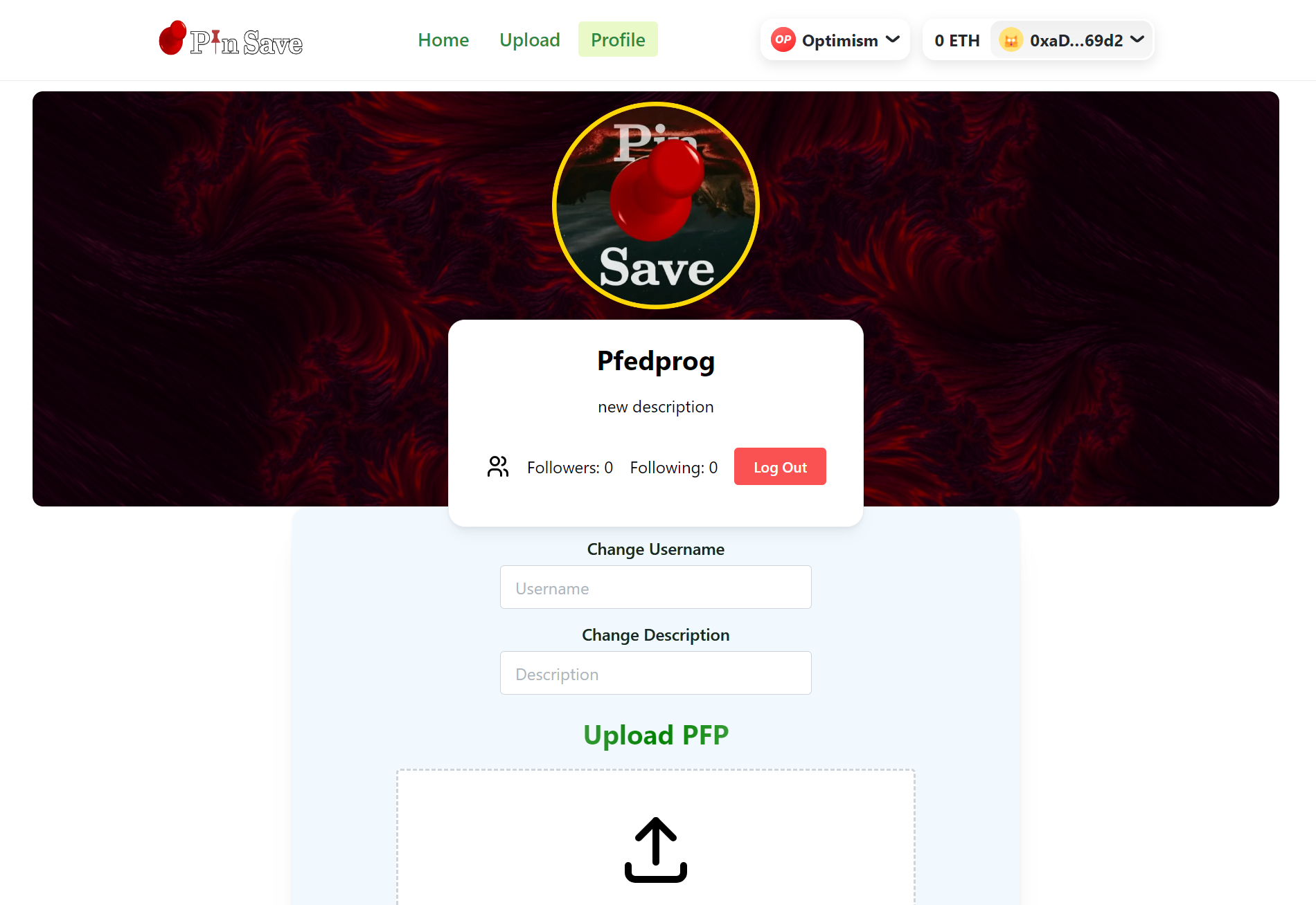 Pin Save update your profile page