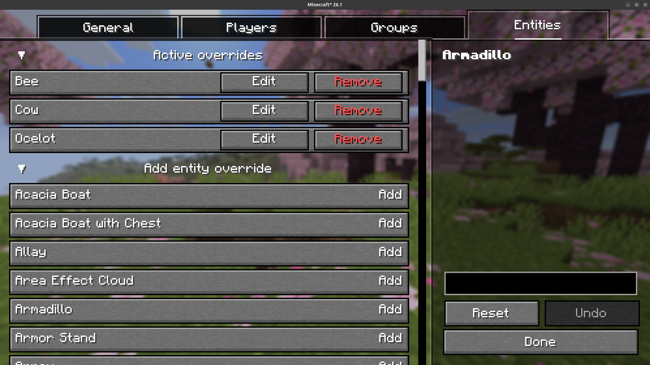 Entity hitbox overrides