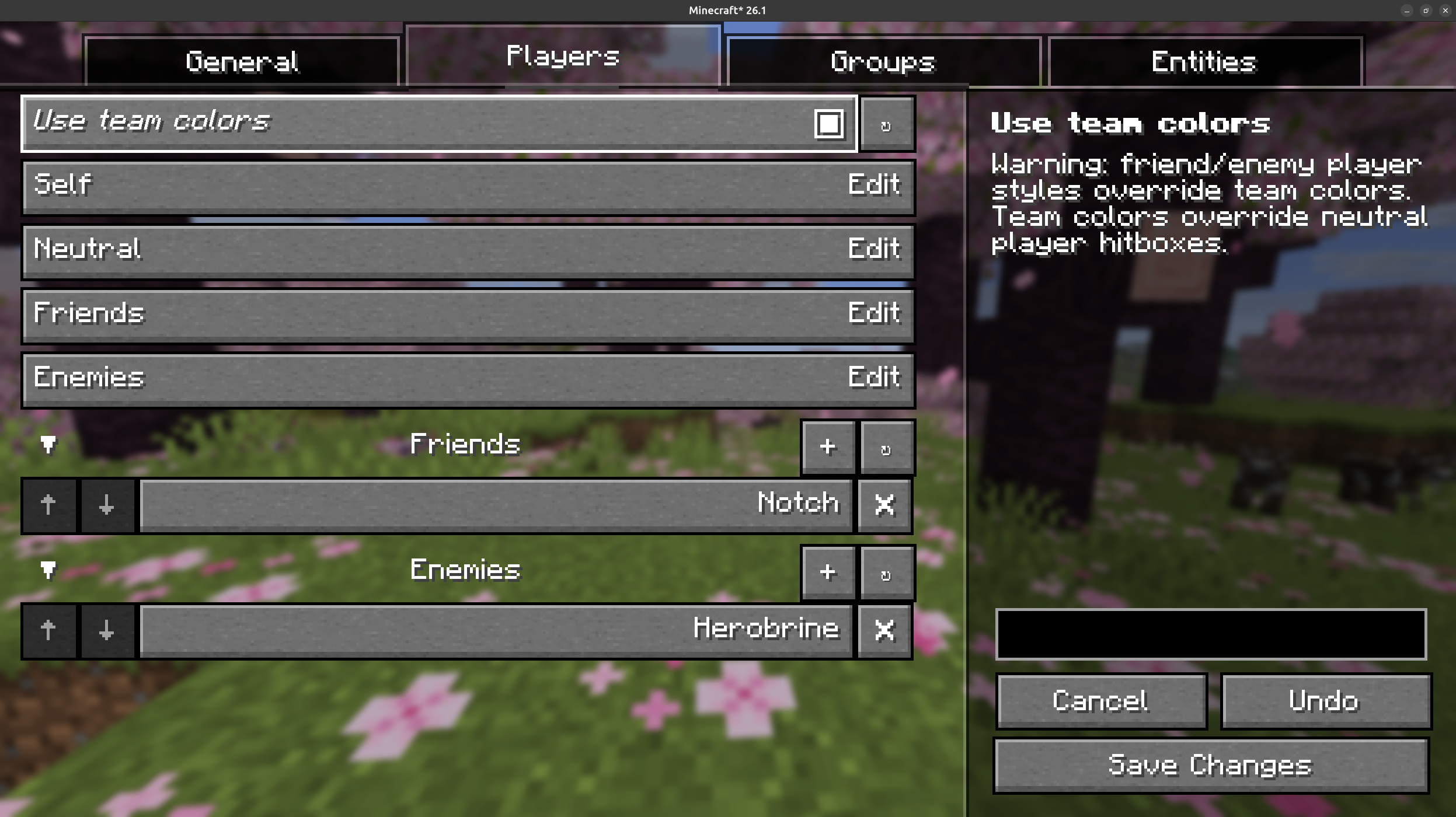 Player hitbox configuration