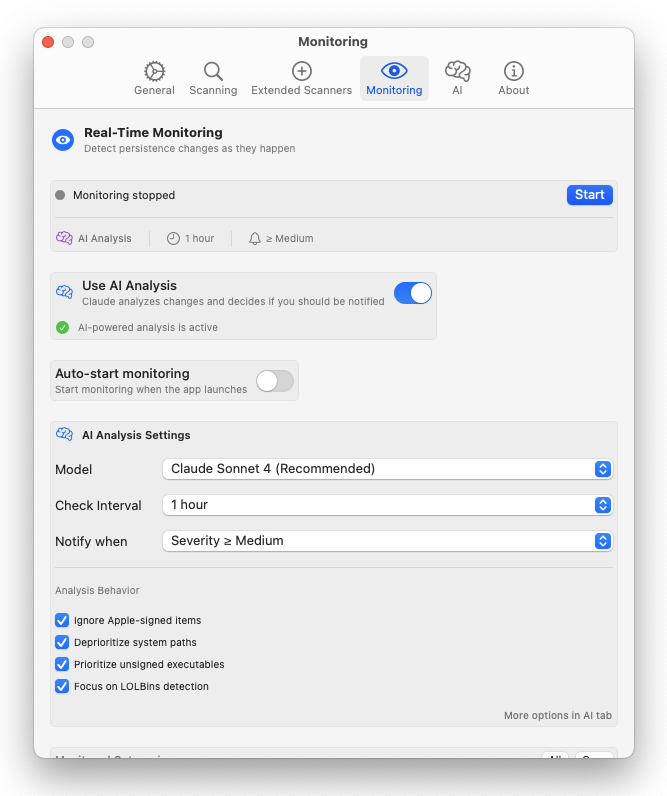 Extended Scanners Settings