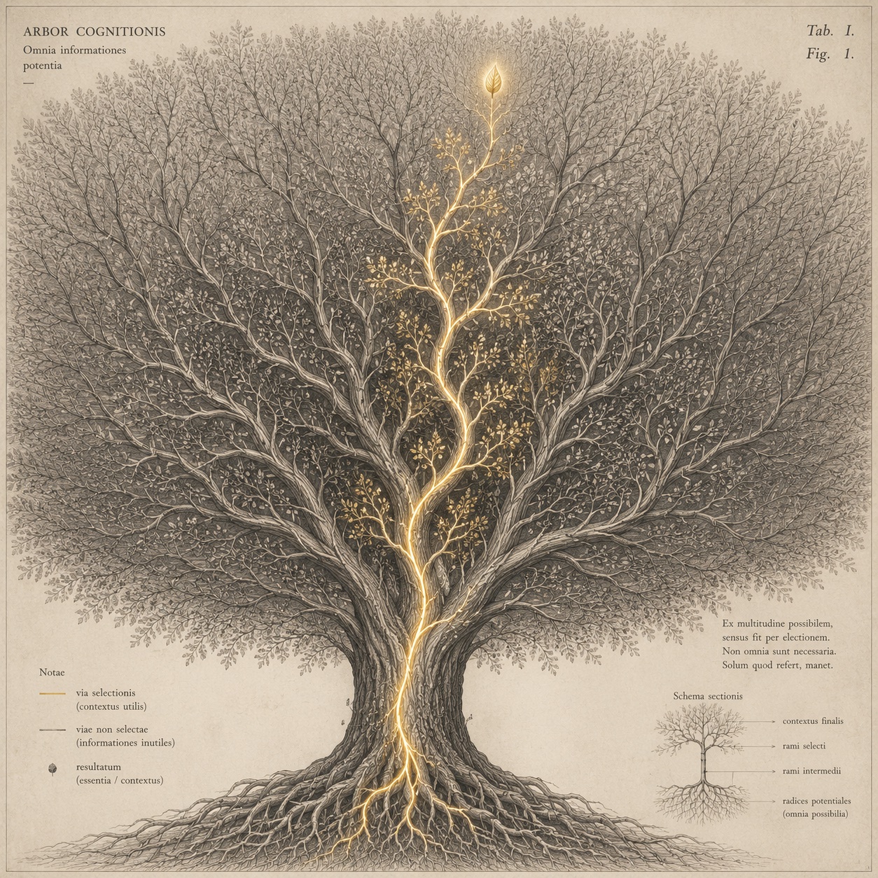 Context engineering for Claude Code and AI coding agents via task-induced repository projection — Arbor Cognitionis: of all the paths the tree affords, only the task-indexed one is lit
