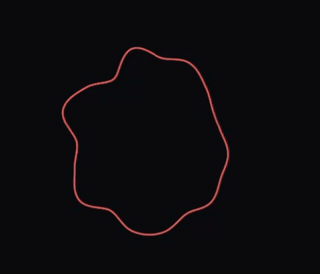 A thin red outline with many segments morphing quickly