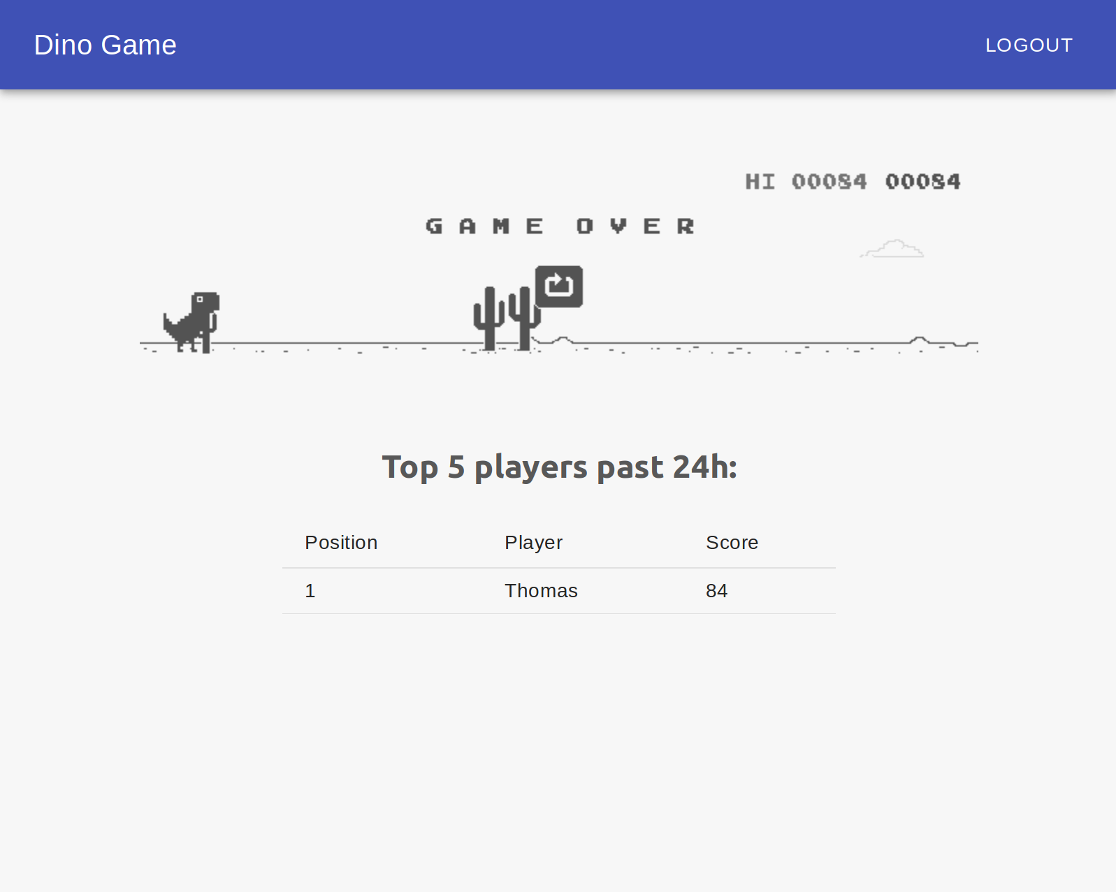 Dino Run [Google Chrome Offline] (Web) high score by Myself