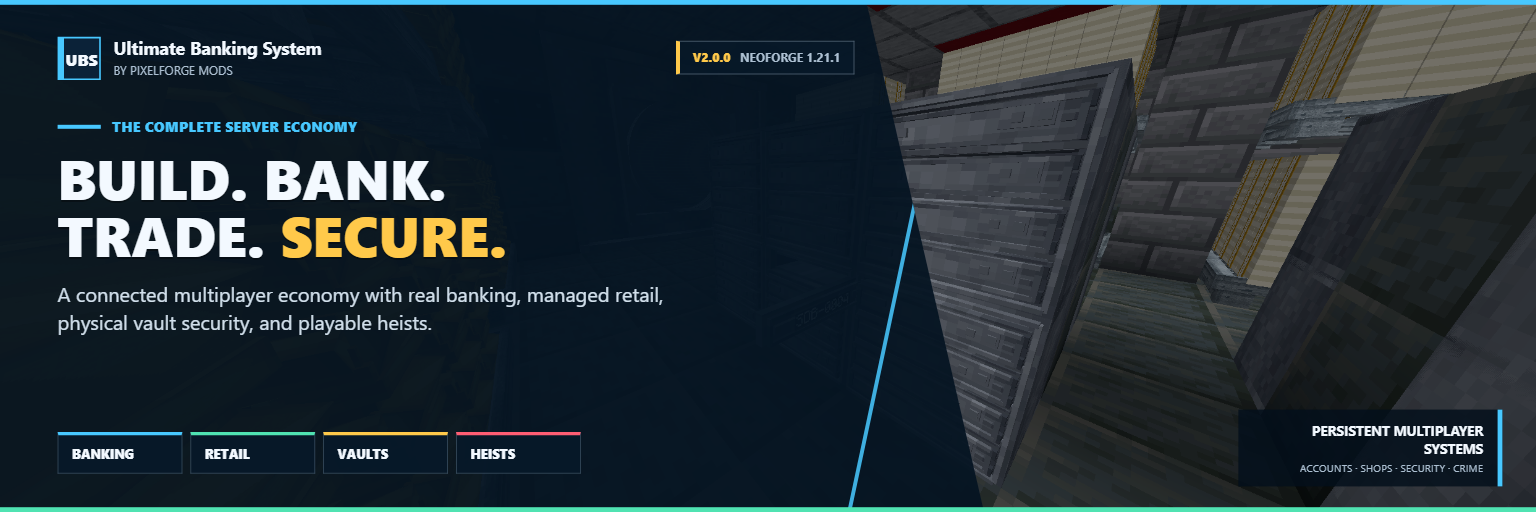 Ultimate Banking System: banking, retail, smartphones, physical currency, security, and multiplayer heists