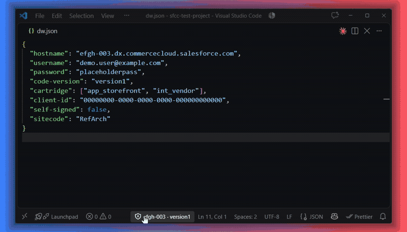 Switching sandbox from the status bar