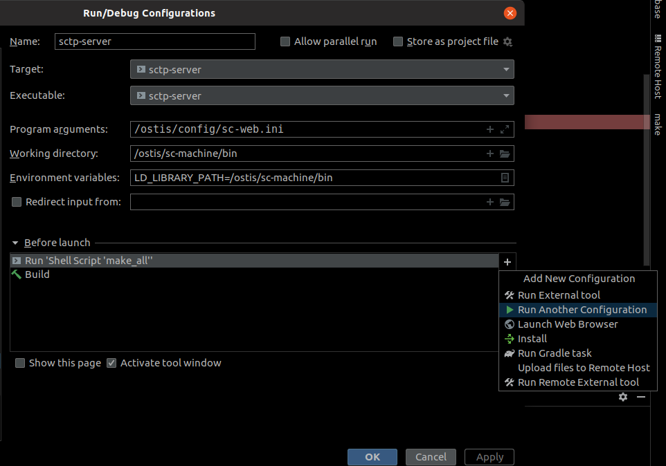 sctp-server debug config