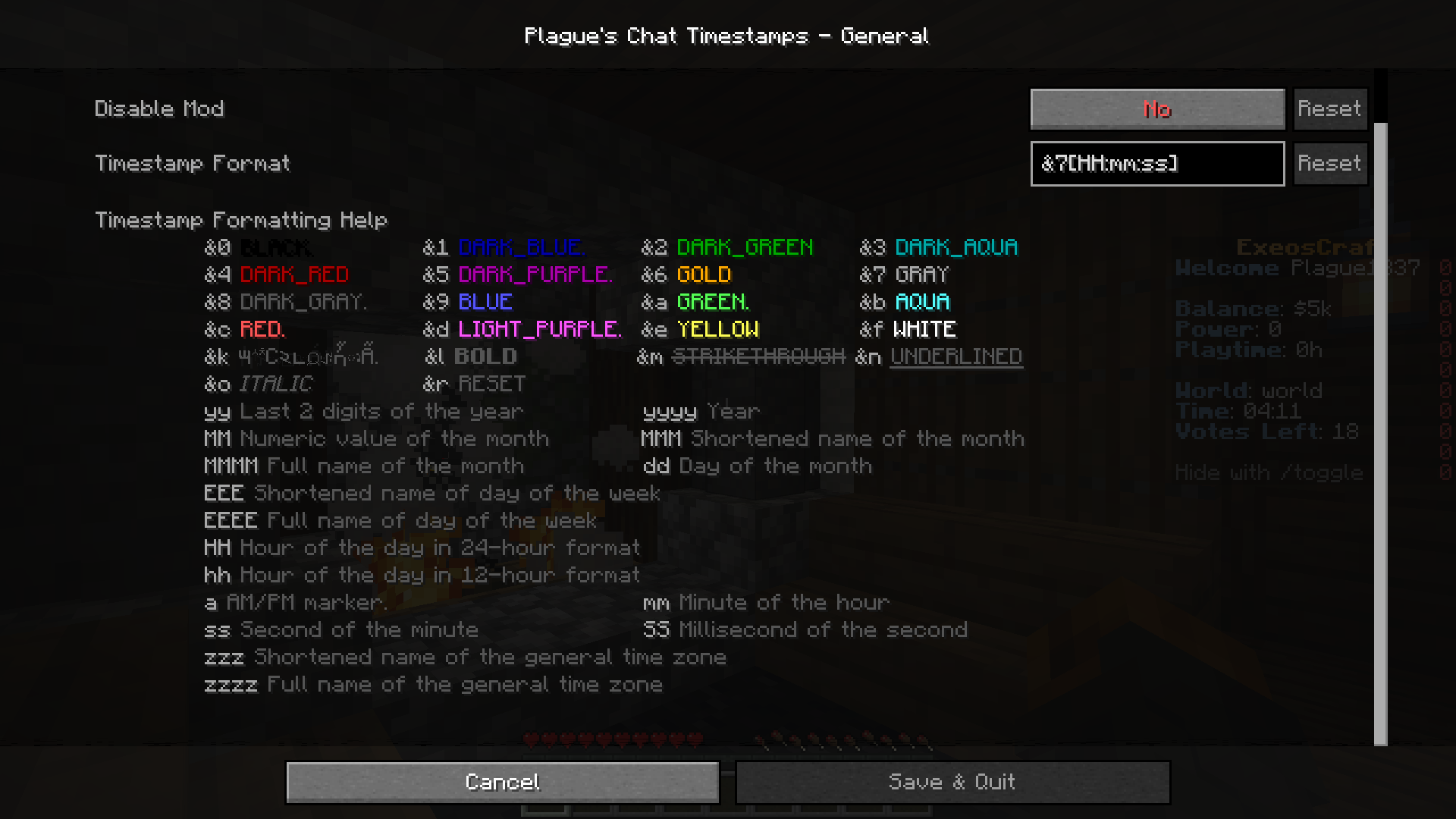 default settings