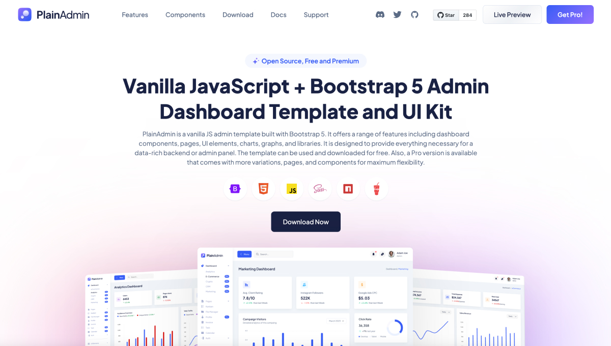 plain-free-bootstrap-admin-template 网站模板截图