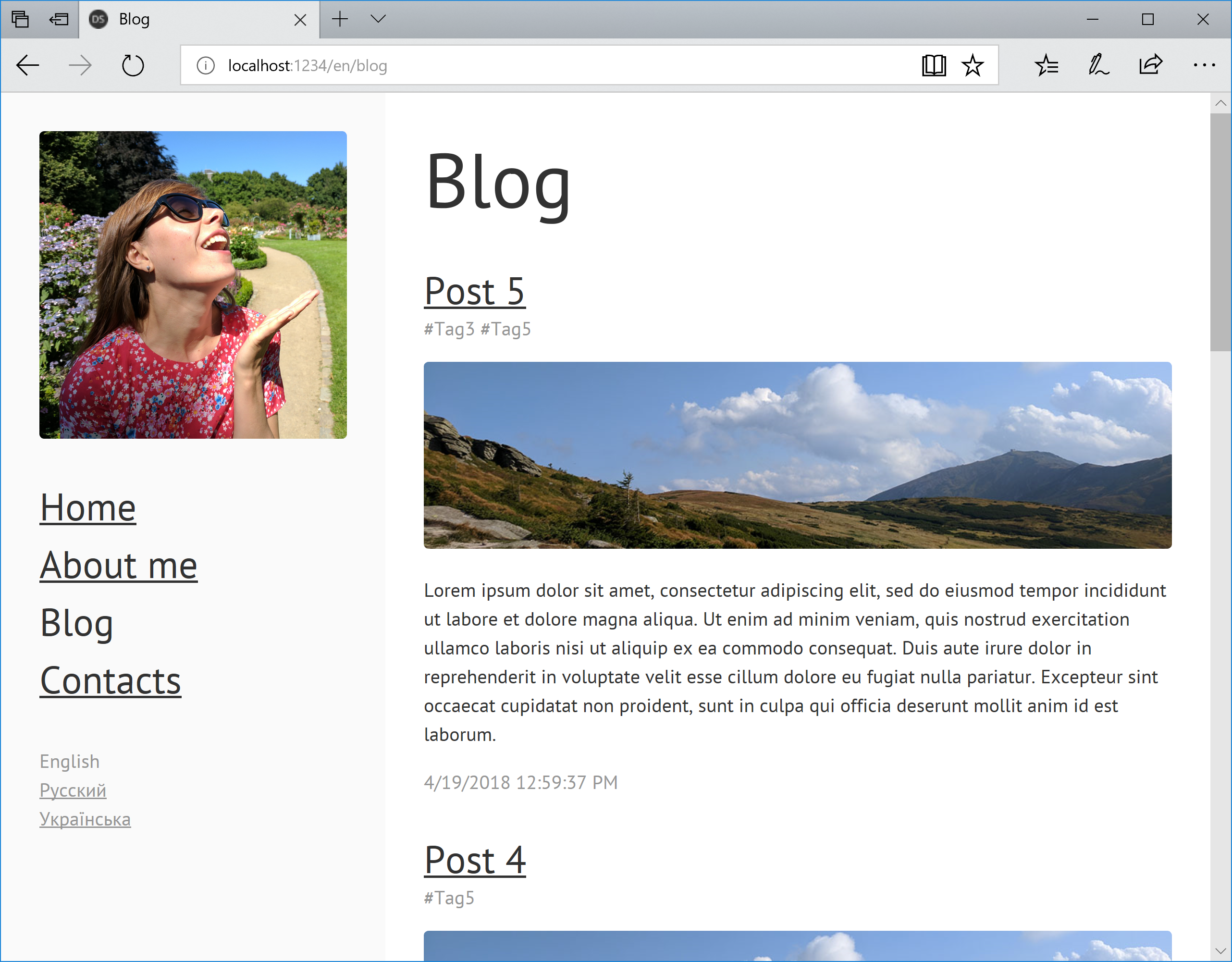 Blog page