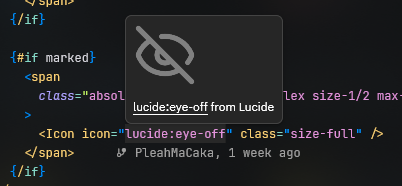Hover preview of an icon string