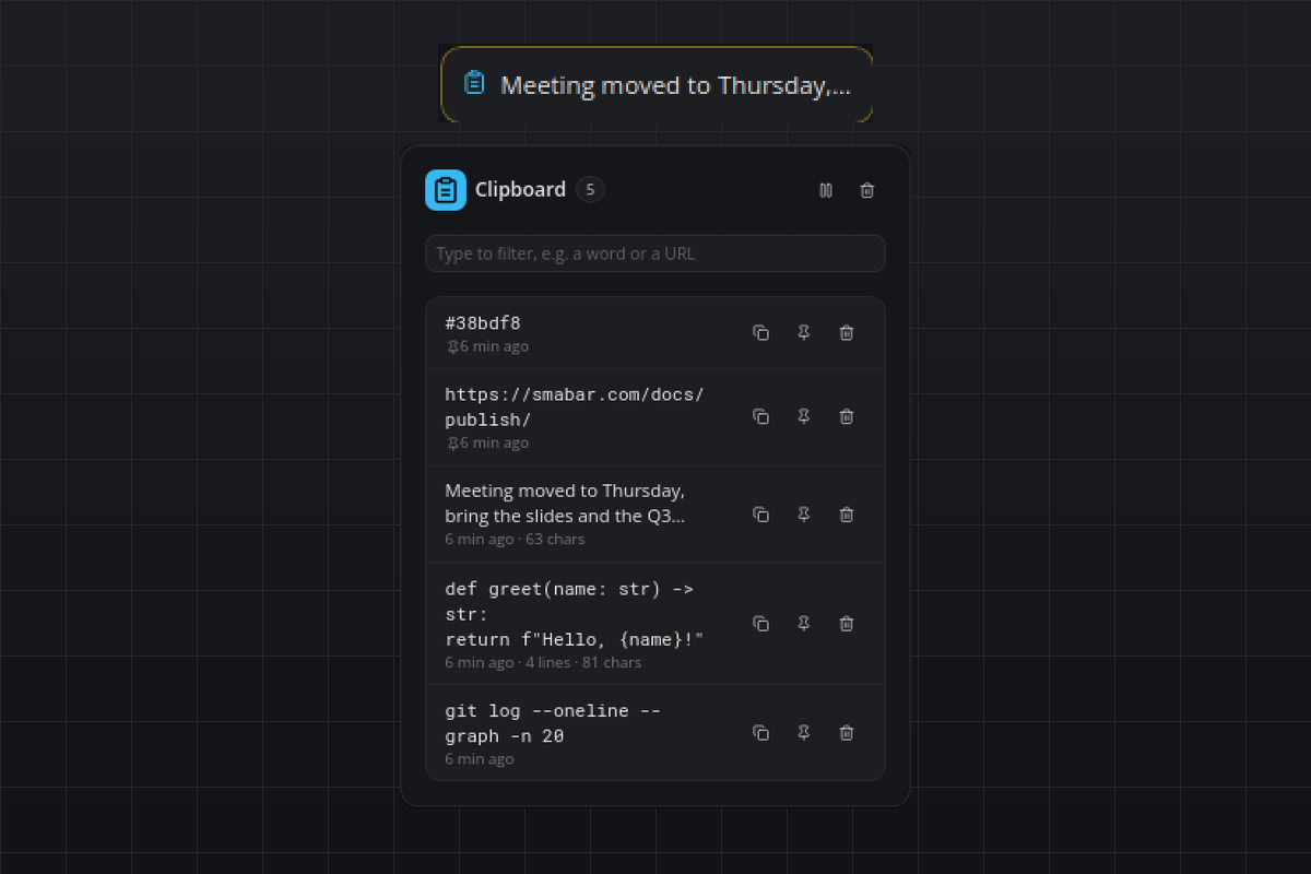 Clipboard History, screenshot 1