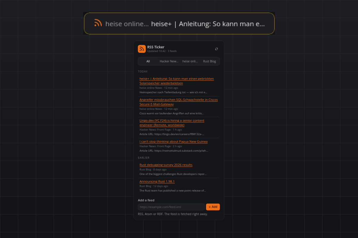 RSS Ticker, screenshot 1