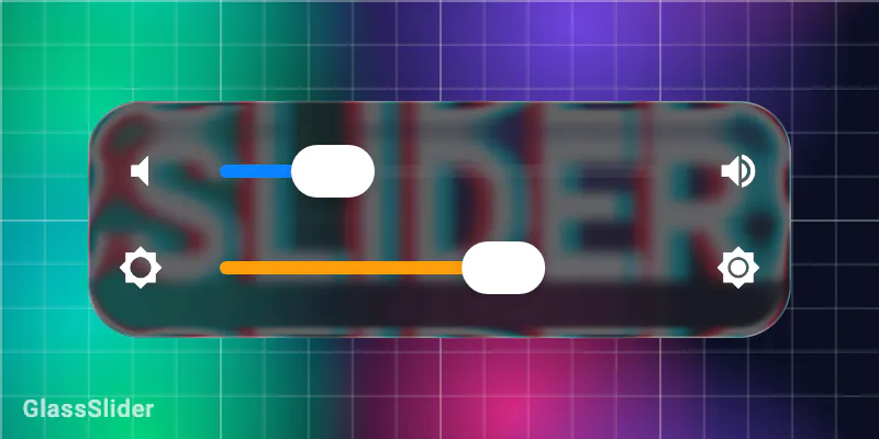 GlassSlider: two sliders dragged, the knob a clear drop while held