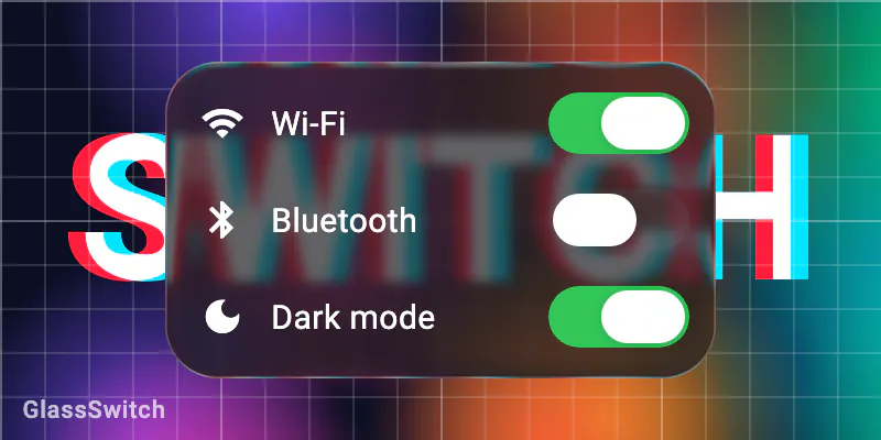 GlassSwitch: switches on a glass card, the knob turning into a clear drop while held