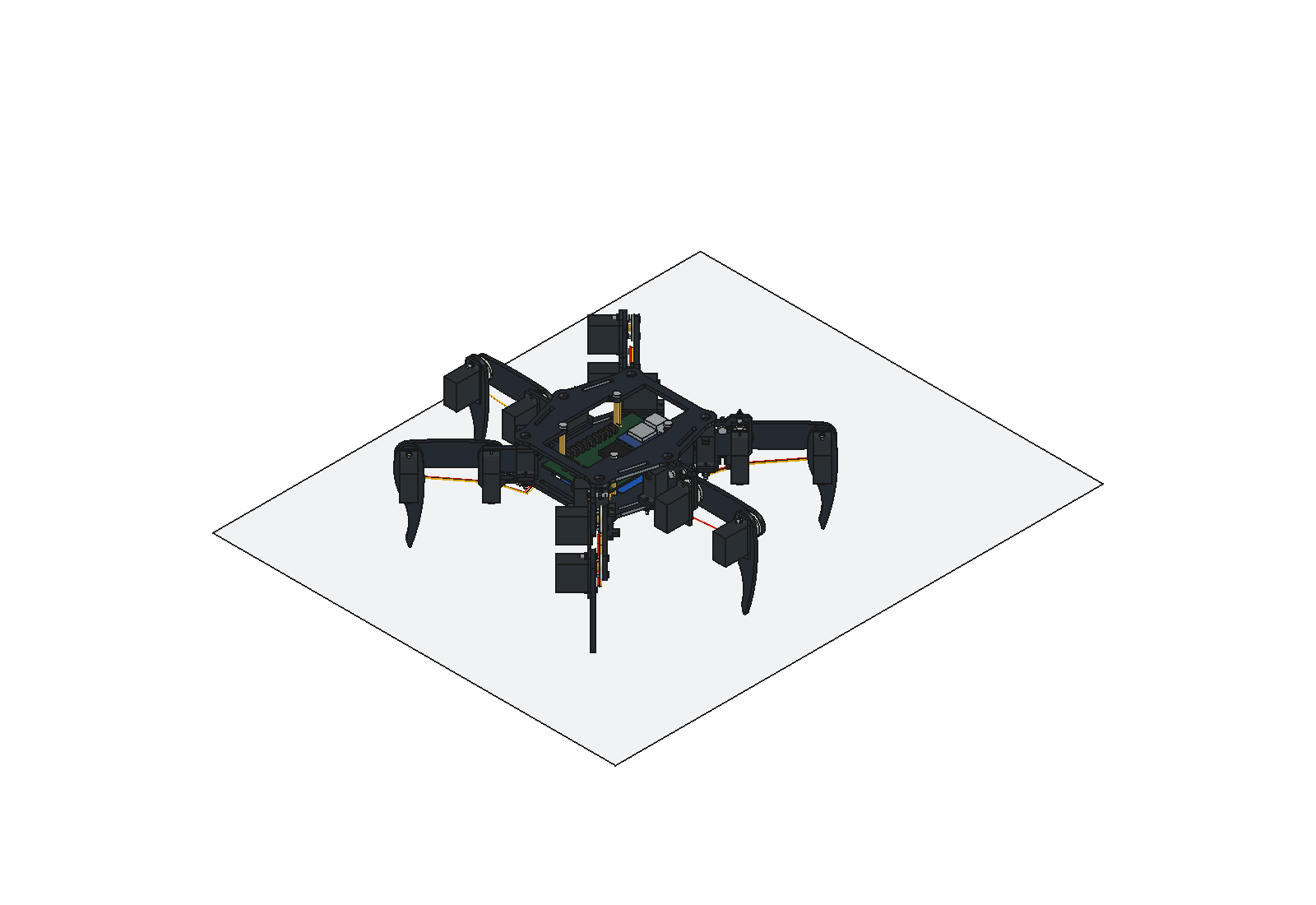 Hexápode em posição de repouso no FreeCAD