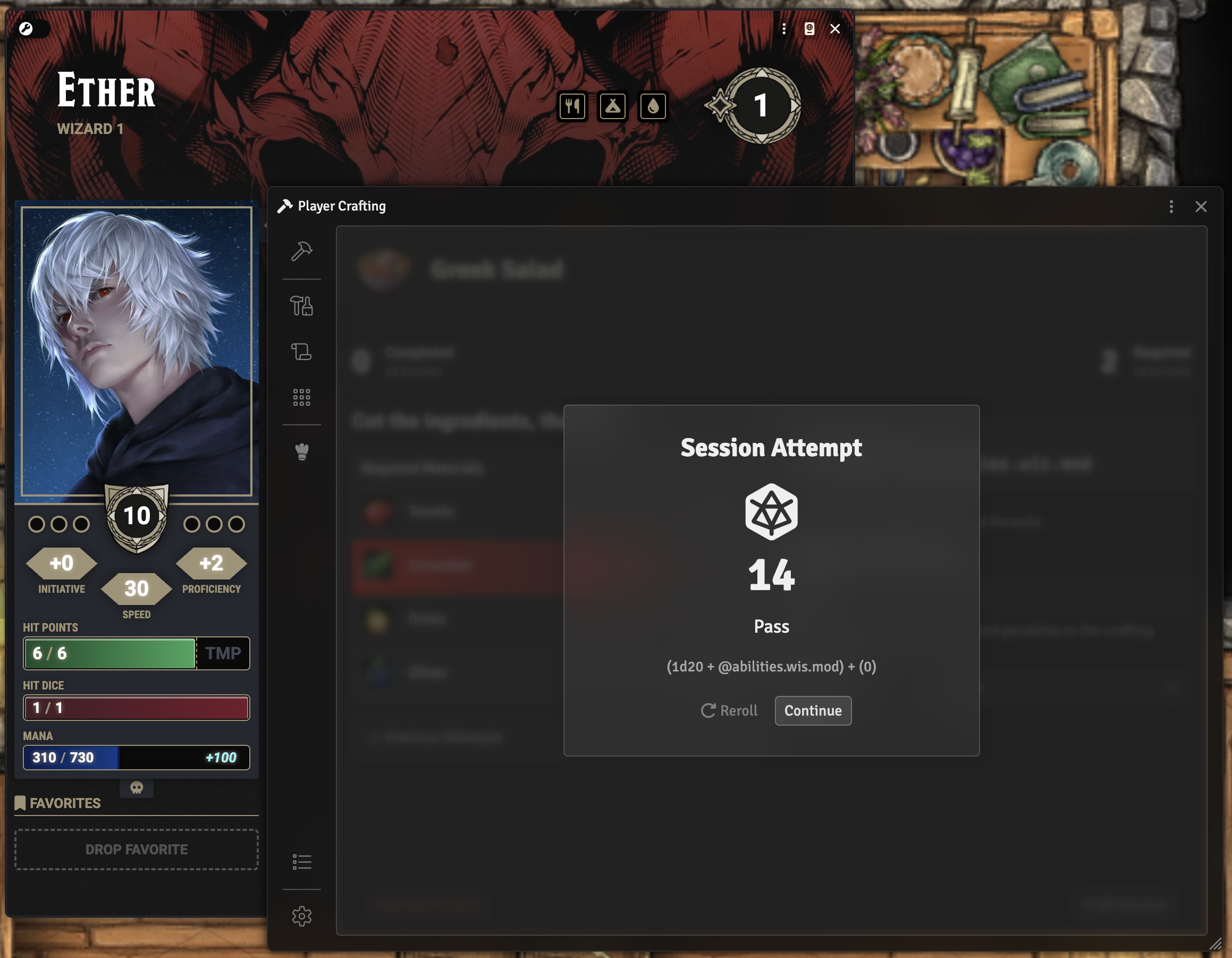 Player Crafting View