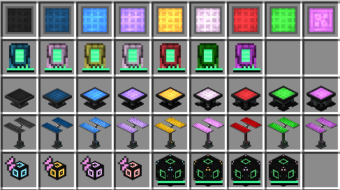 All panels, generators, cubes and cables in the inventory