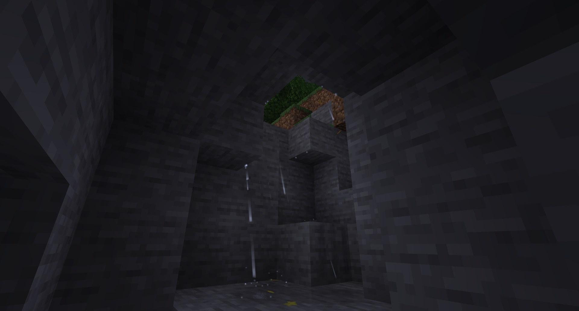 Rain water dripping into a cave through an opening