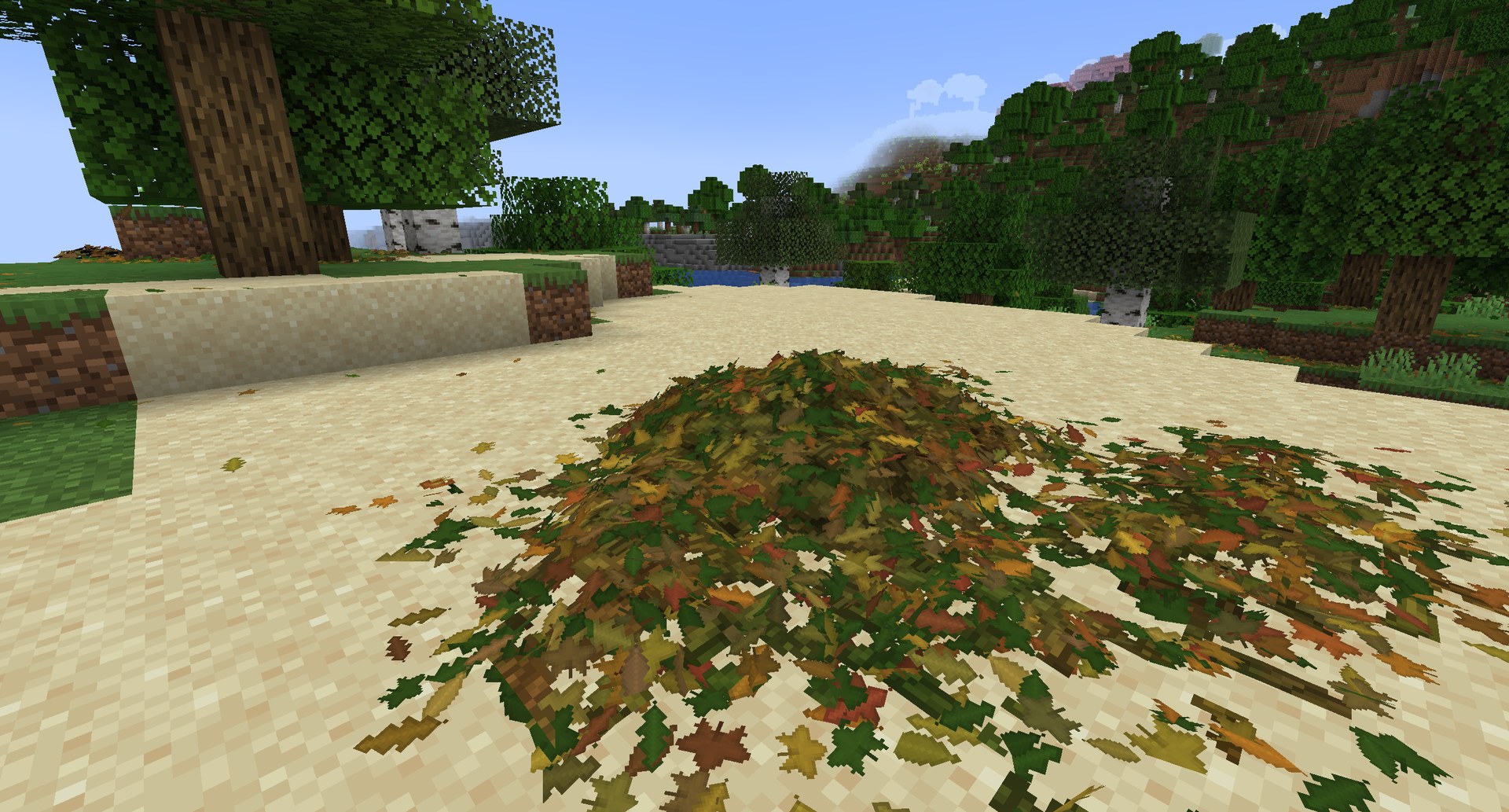 A leaf pile you can wade through, rake and blow away