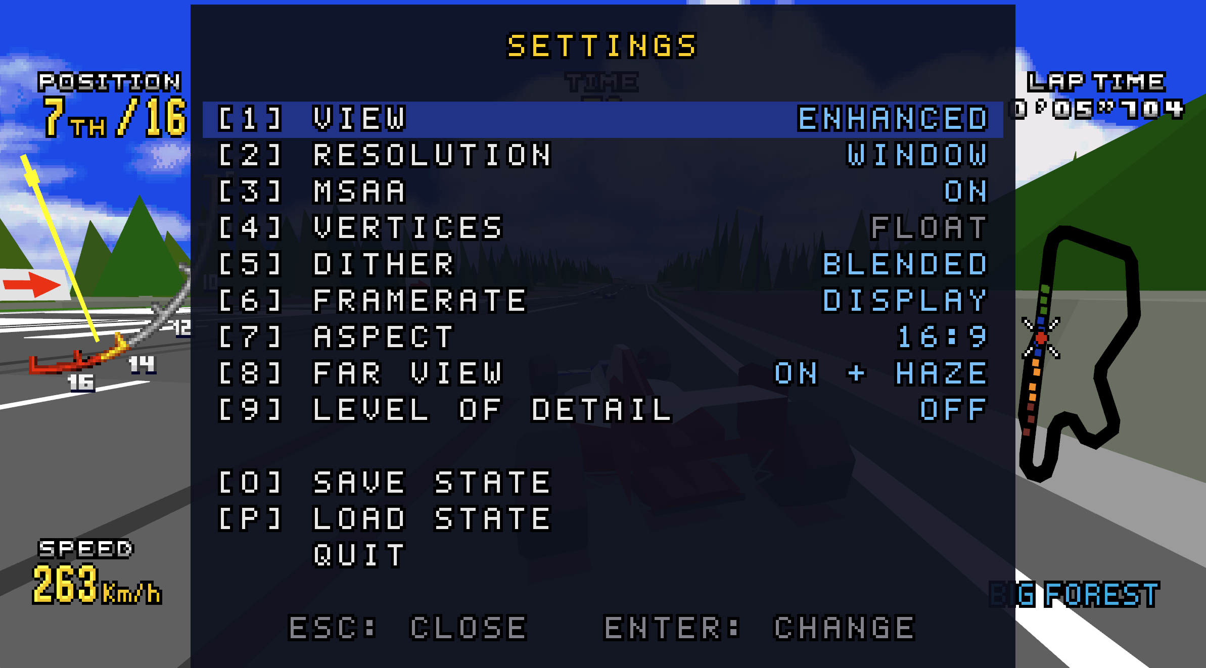 In-game settings menu