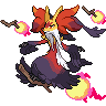 Sprite frontal de Delphox (Black White)