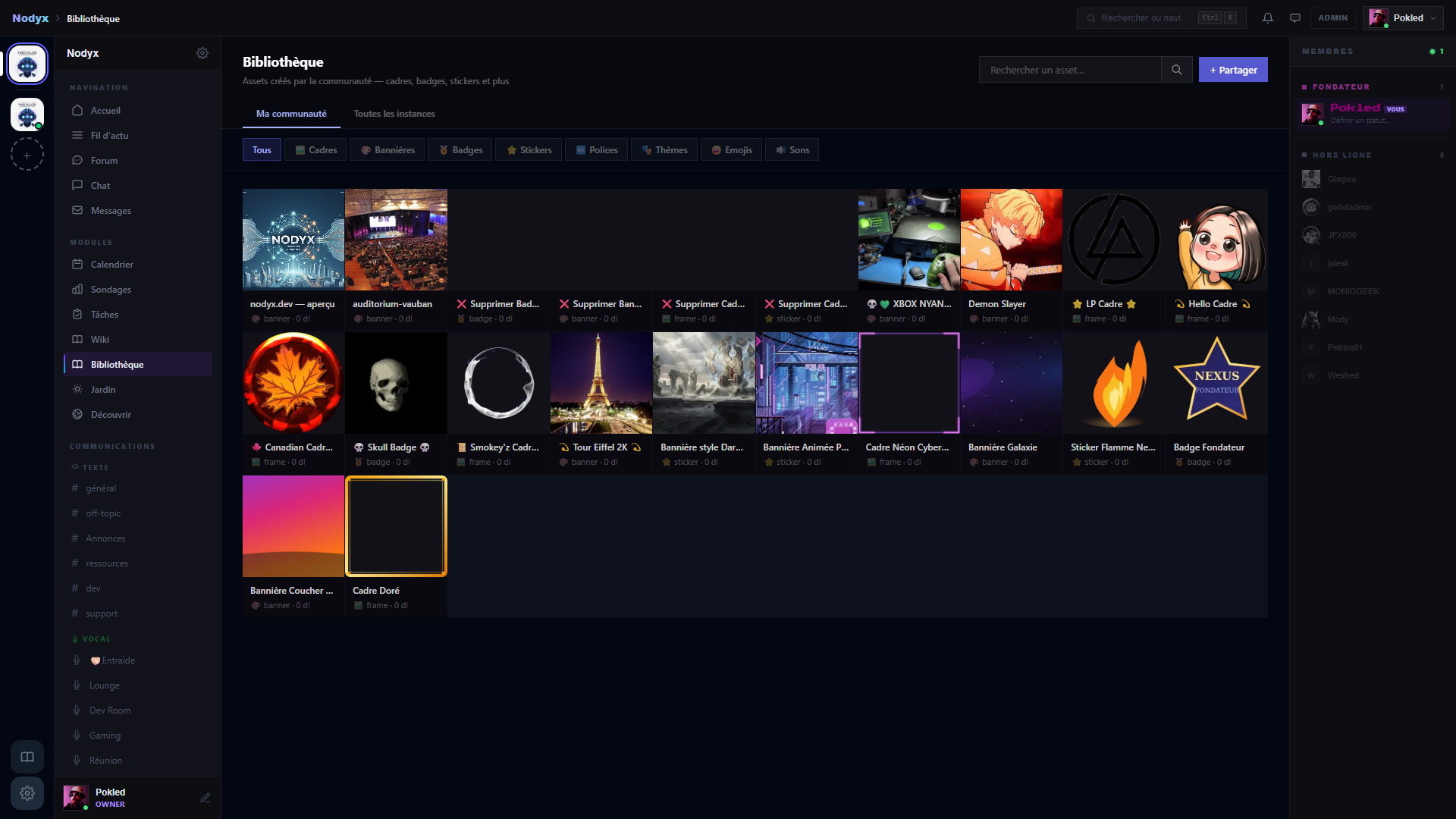 Asset library, frames, badges, banners