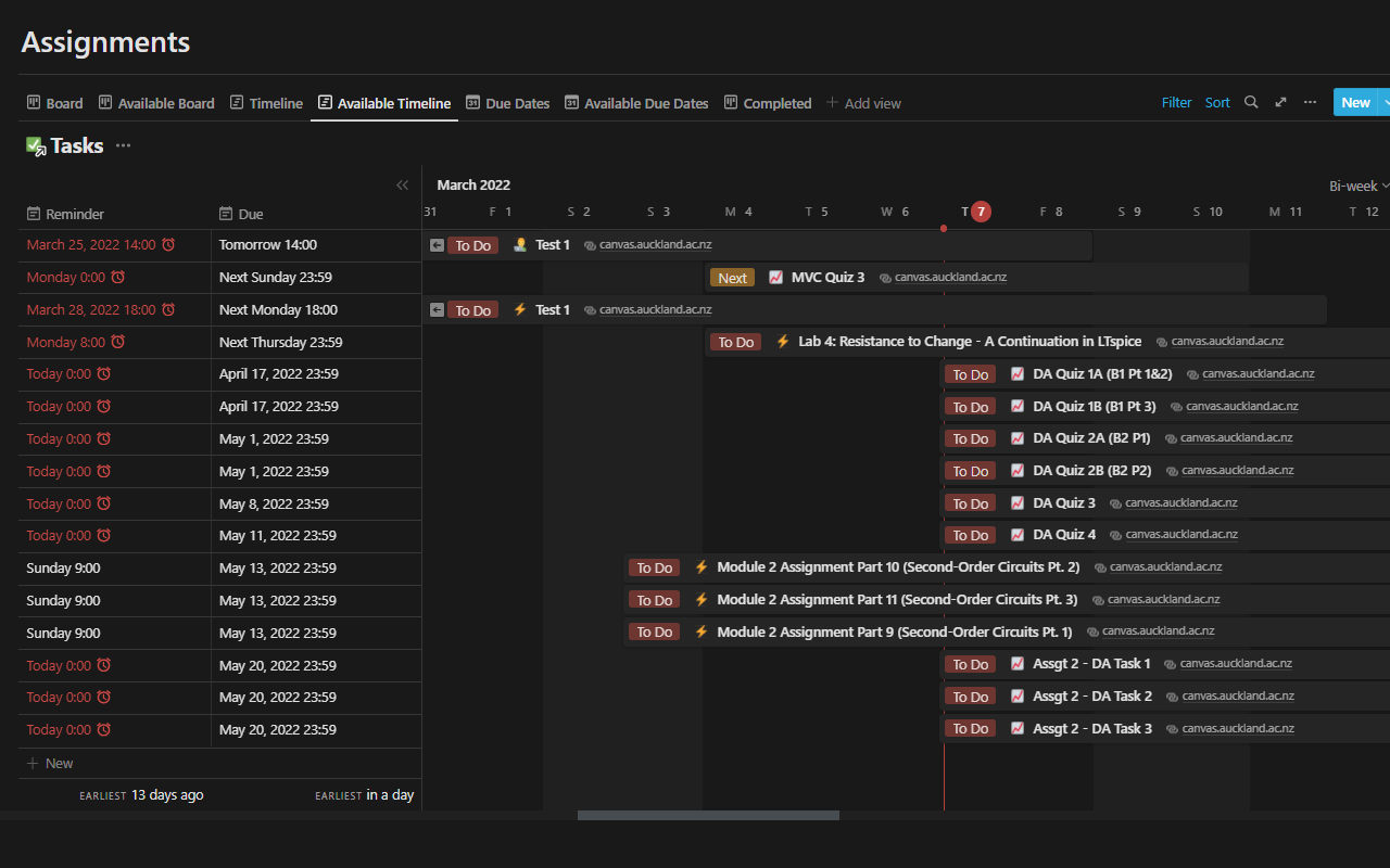 Notion timeline example