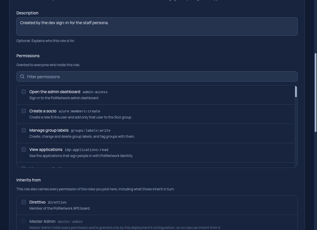 Role detail after, dark theme