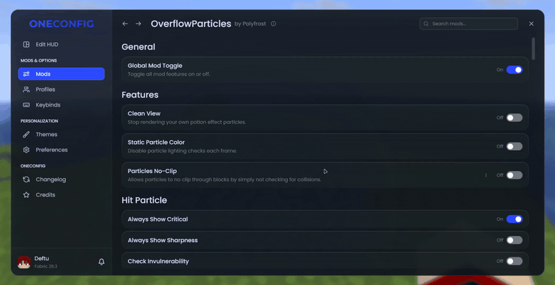 Particle list