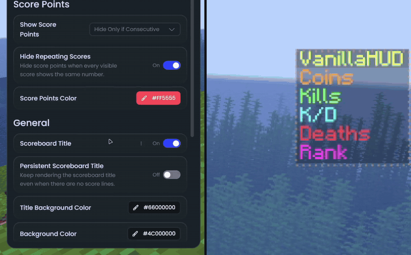 Scoreboard options