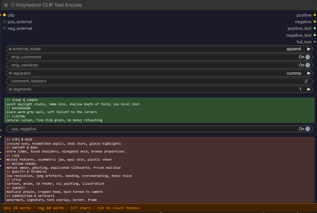 segments turned down to 1: the second block is out of sight and out of the prompt