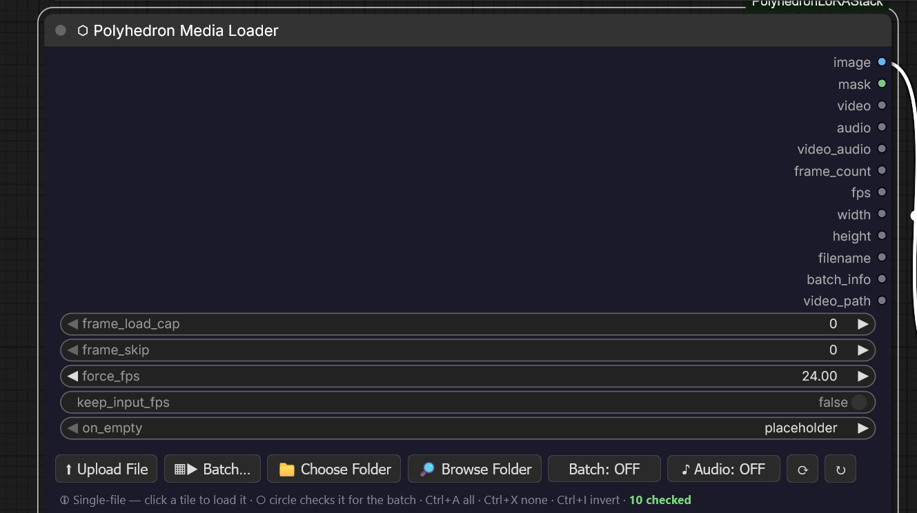The Media Loader's output pins, top to bottom
