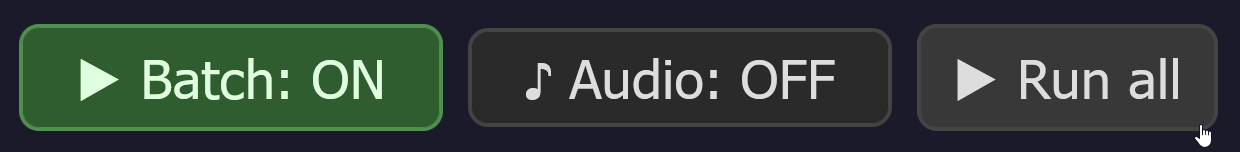 The ▶ Run all button lives on the node itself, next to the batch toggle