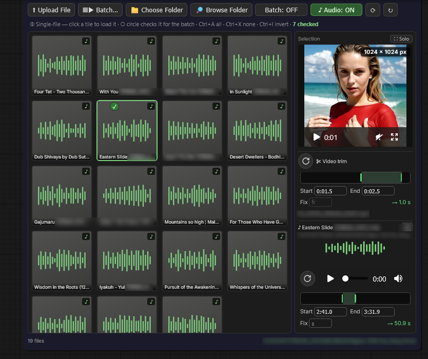 Video and audio trimmed side by side, each with its own pane