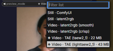 Six decoders; the two TAE entries carry their download size