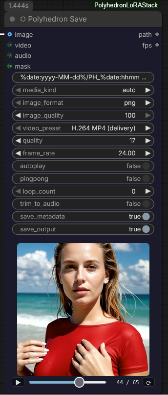 Polyhedron Save: inputs, widgets and the in-node player