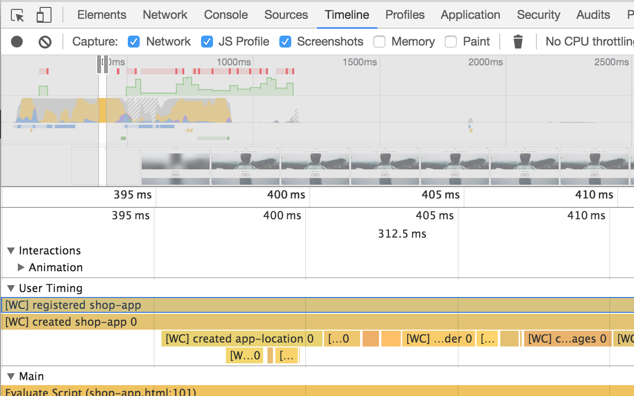 Screenshot of a recorded timeline