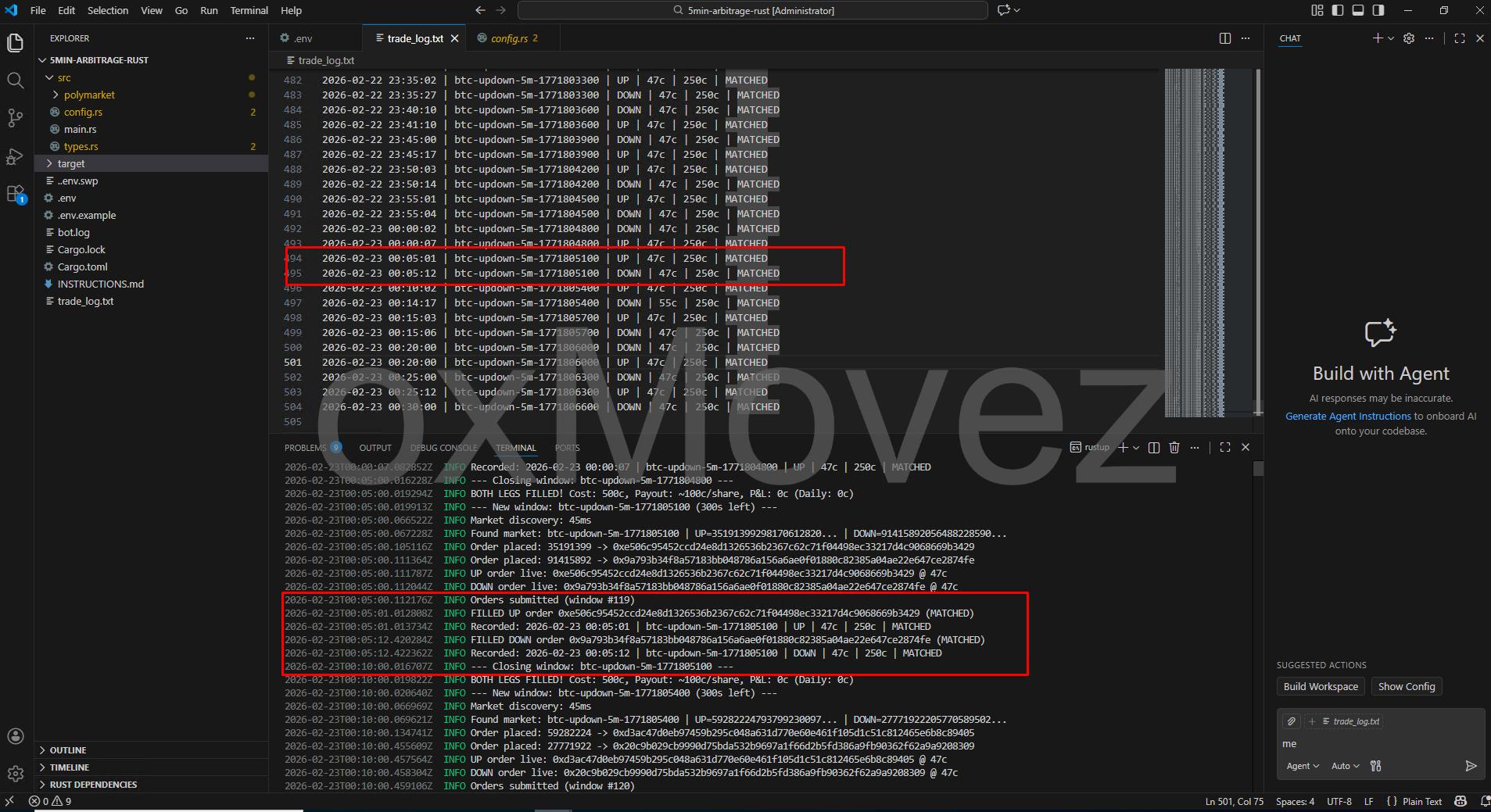5min bot trade history
