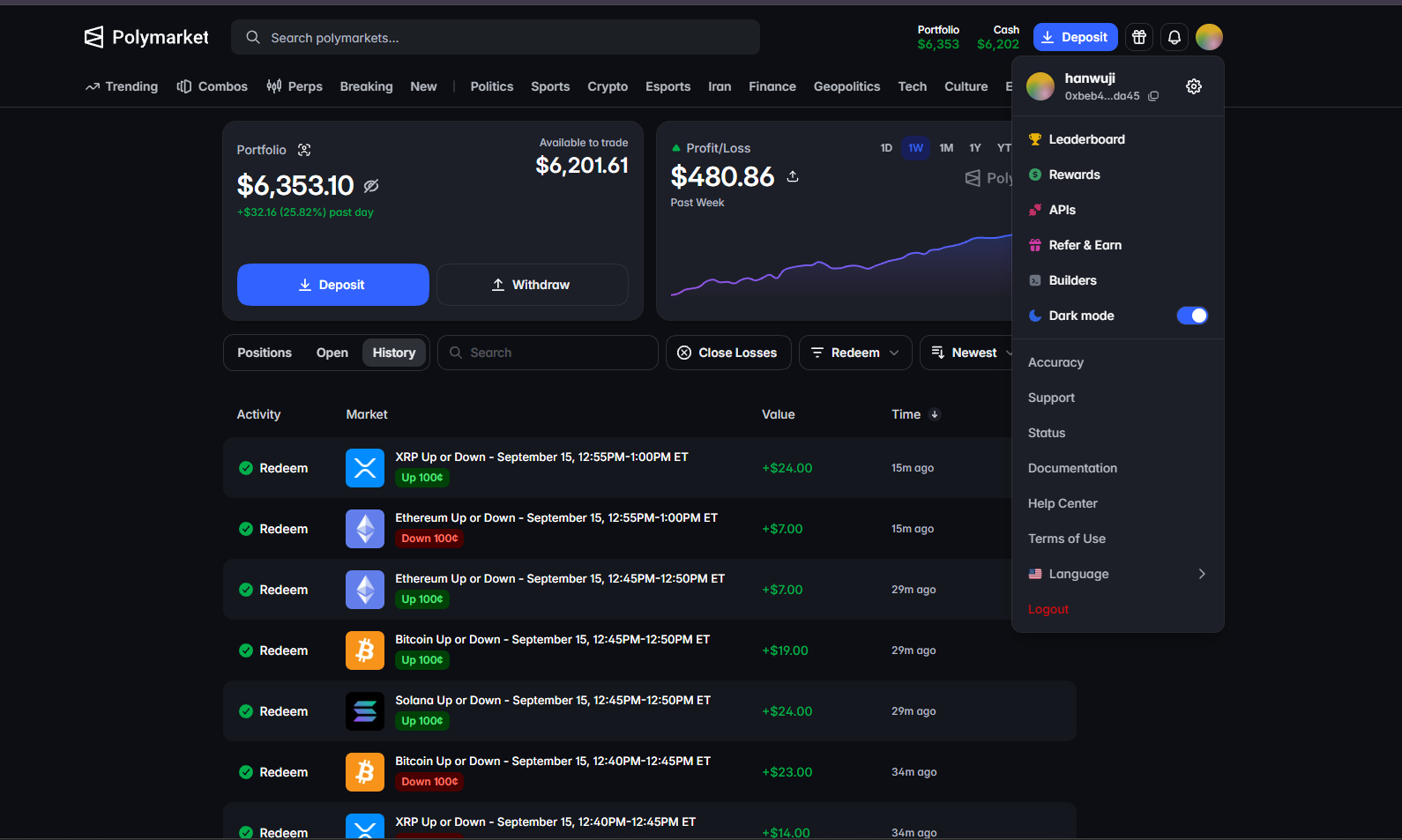 PolyTutor @hanwuji trading history