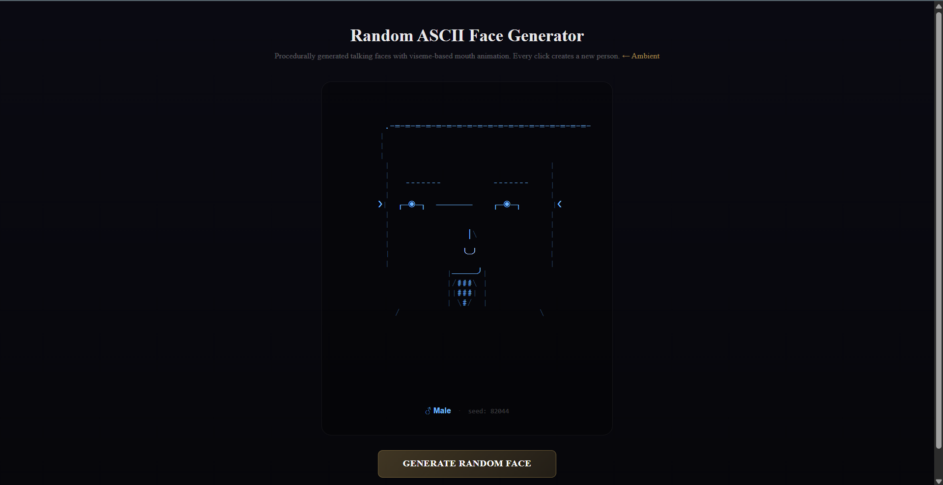 ASCII Face Generator