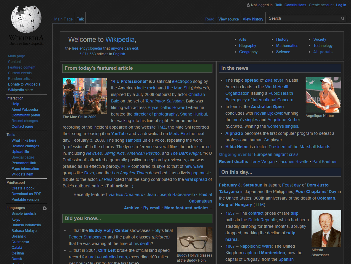 Wikipedia Dark preview