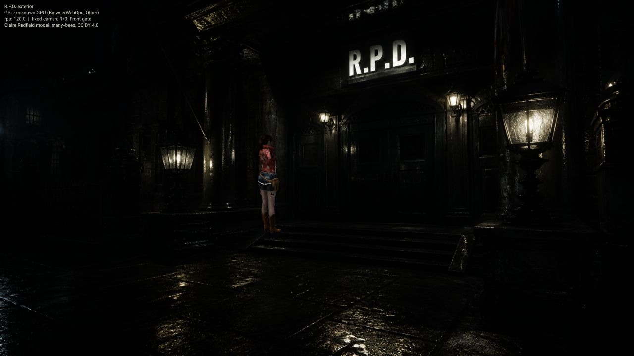 Resident Evil 2 R.P.D. exterior fixed-camera scene