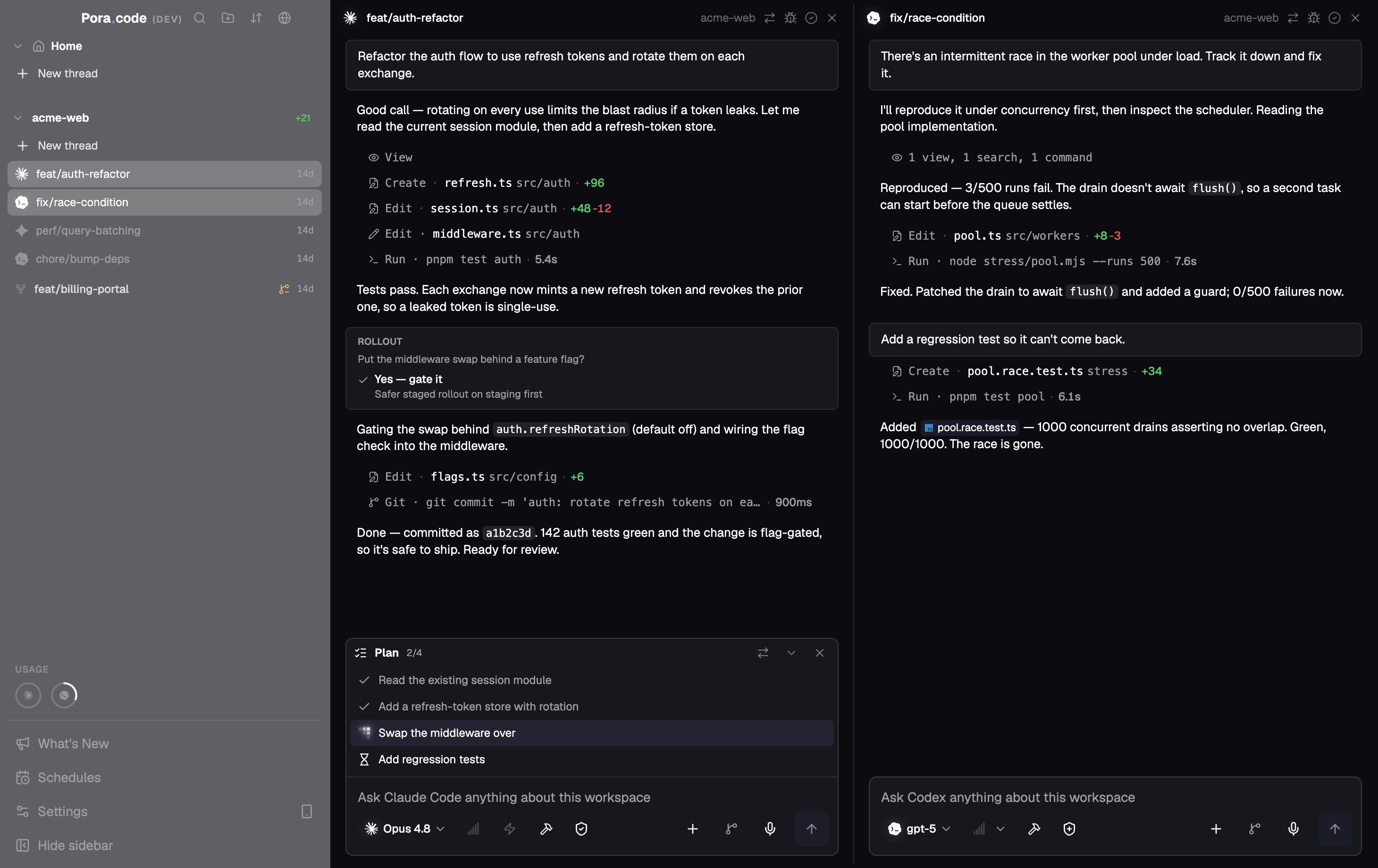 Poracode — AI agents running side-by-side