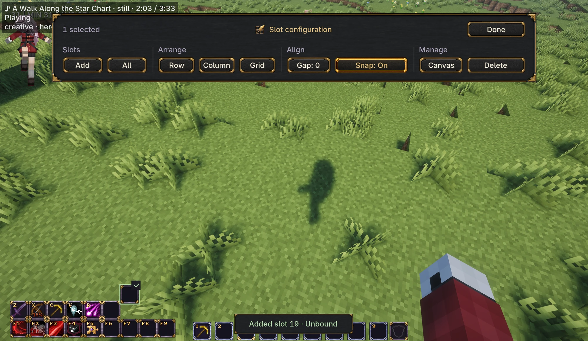 Add, delete, and arrange slots, adjust spacing, and enable snapping