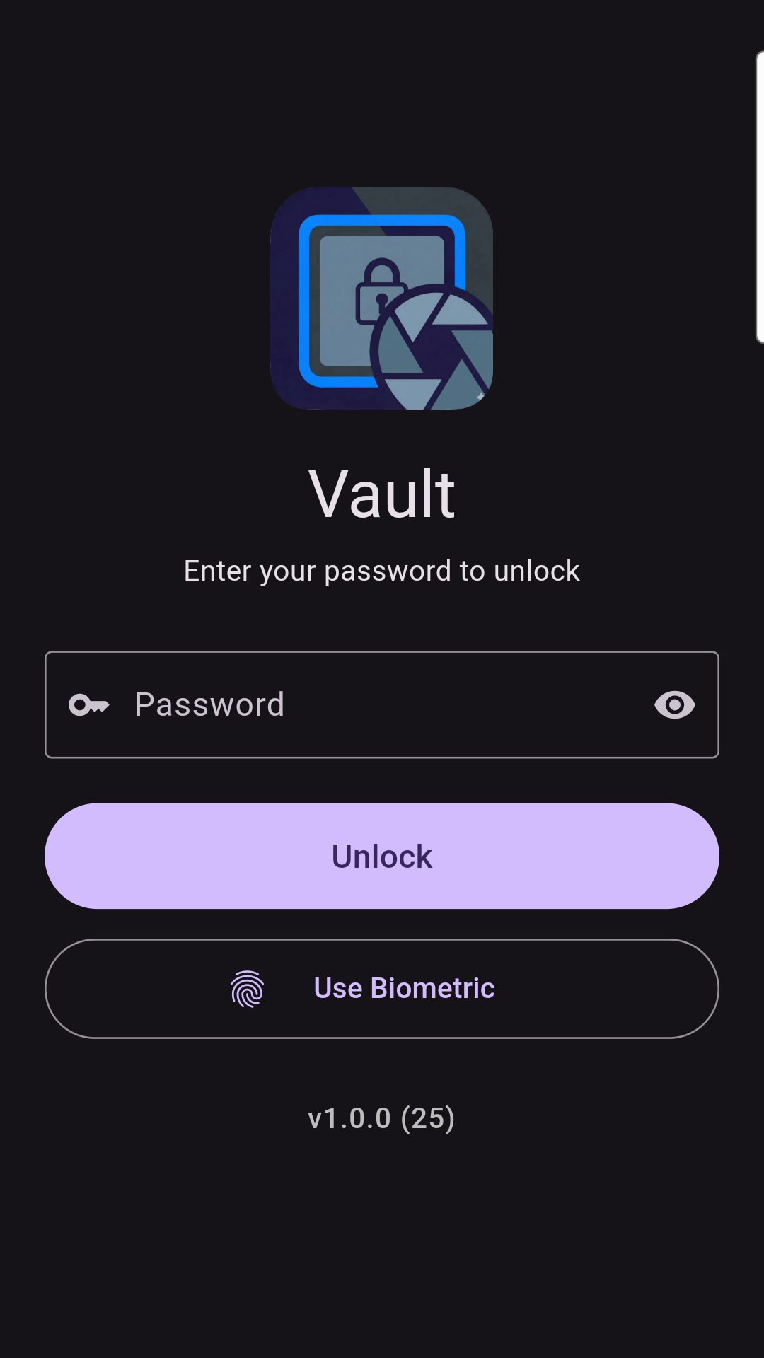 Vault lock screen