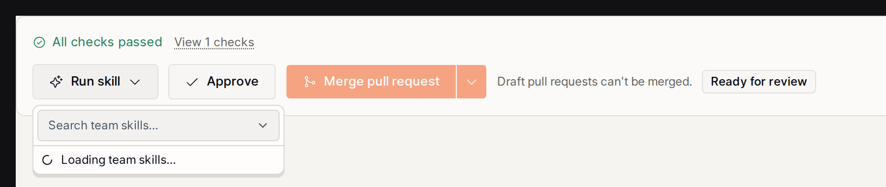 PR skill picker with a loading indicator