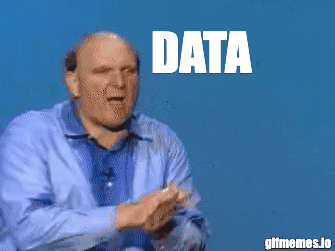 Steve Ballmer gesturing toward the word DATA