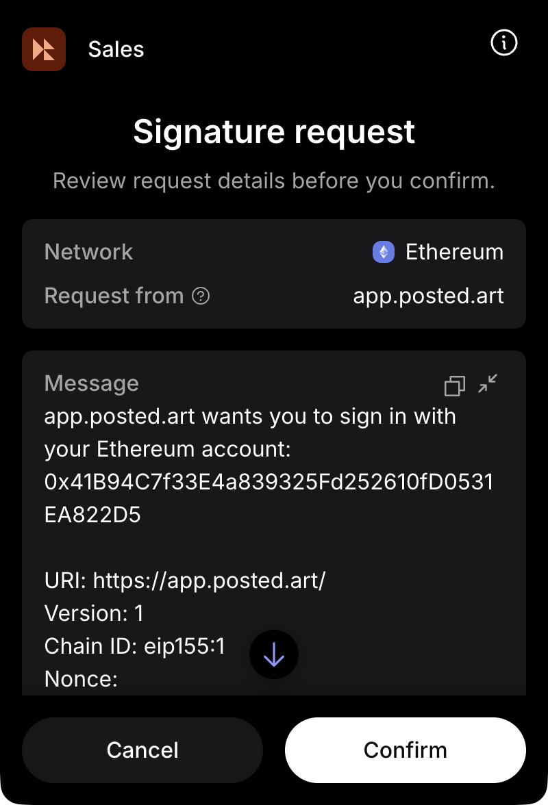 MetaMask's sign-in signature request