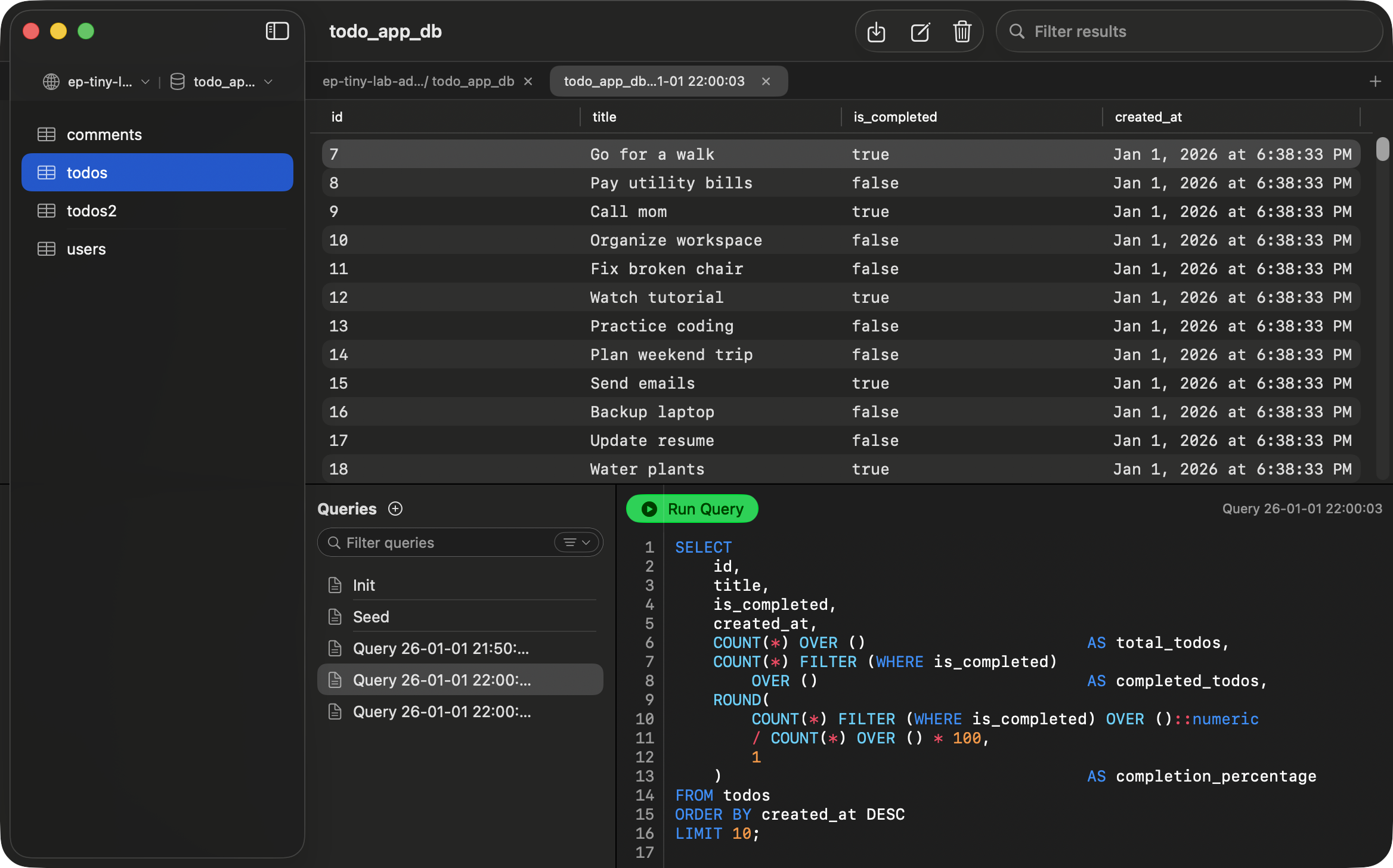 PostgresGUI screenshot 1
